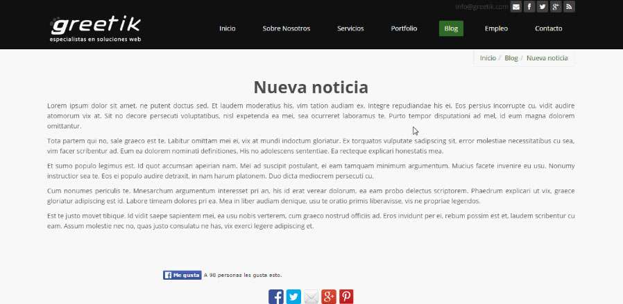 ¿Cómo publico una noticia en el panel de Greetik Soluciones?